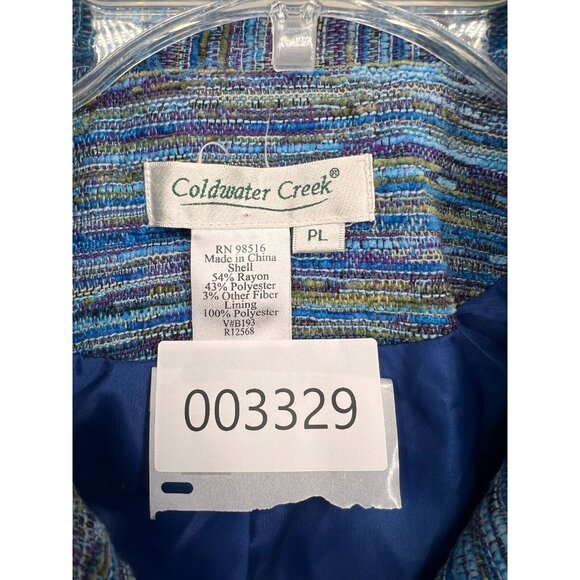 Coldwater Creek Blazer Jacket Women's Size PL Blue Striped Tweed Texture - Picture 10 of 11